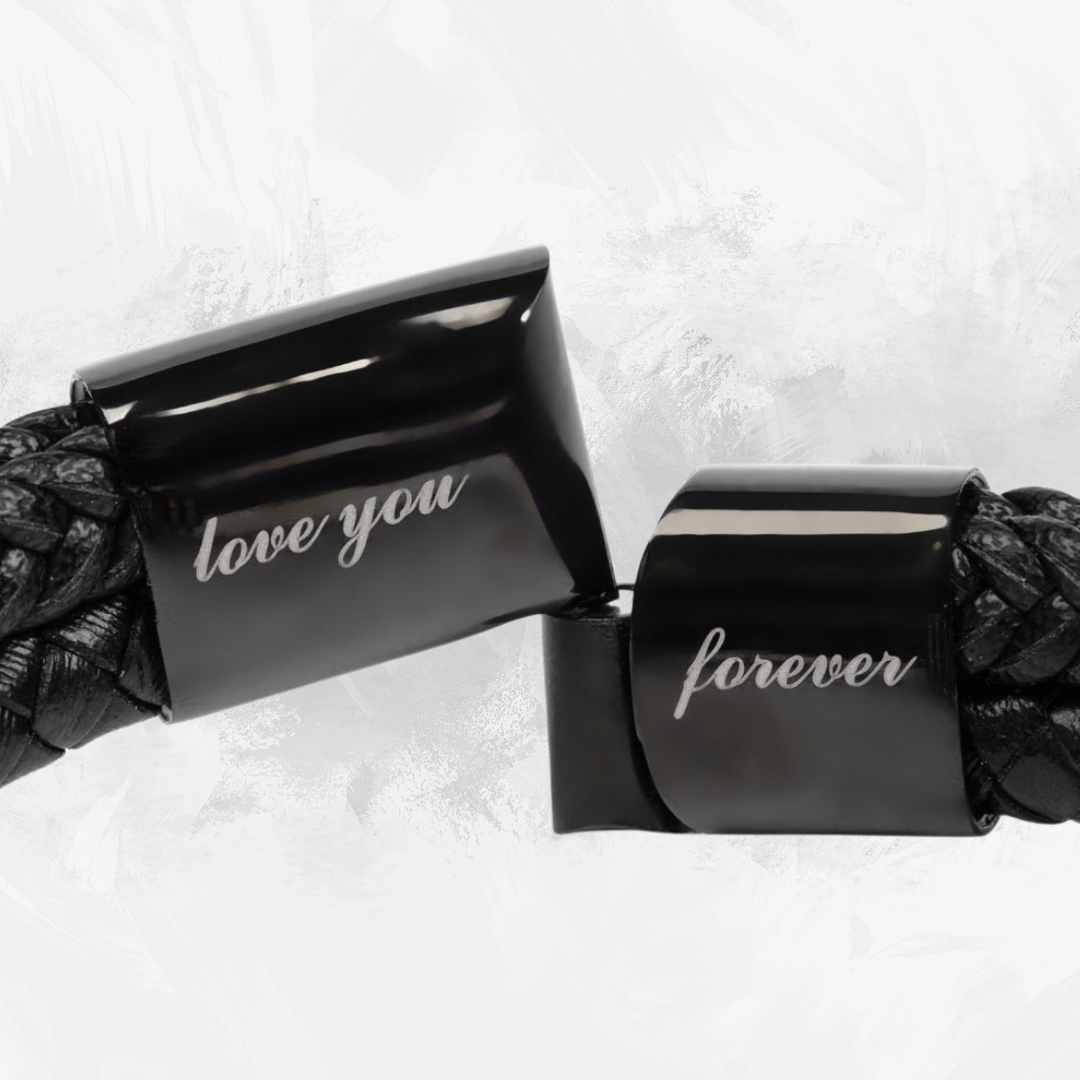 Engraved "Love You Forever" Men's Bracelet with Custom Artwork and Personalized Message Card