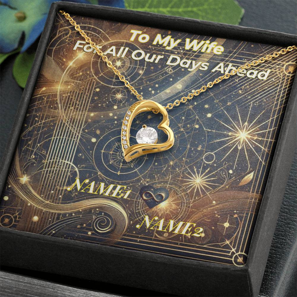 Forever Love Women's Necklace with Custom Artwork and Personalized Message Card (Golden Glow & Silver Radiance)