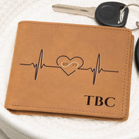 Thumbnail for Personalized Men's Leather Wallet with Heartbeat & Infinity Design – A Timeless Gift for Him