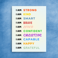 Thumbnail for Empowering Children's Affirmations Canvas - 'I Am' Statements for Strength, Kindness, and Confidence