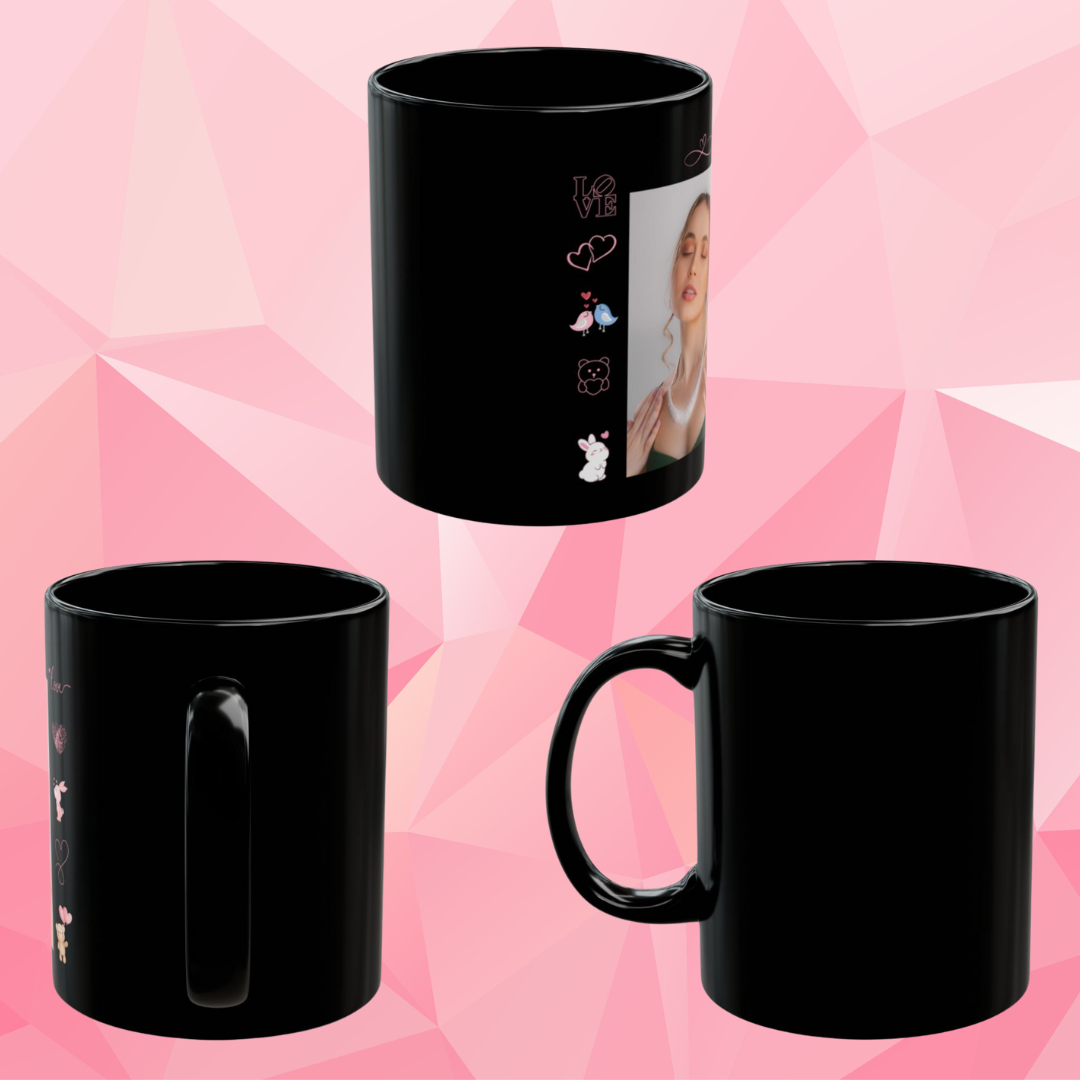 Personalized Black Photo Love Mug – A Unique Gift for Your Special Someone