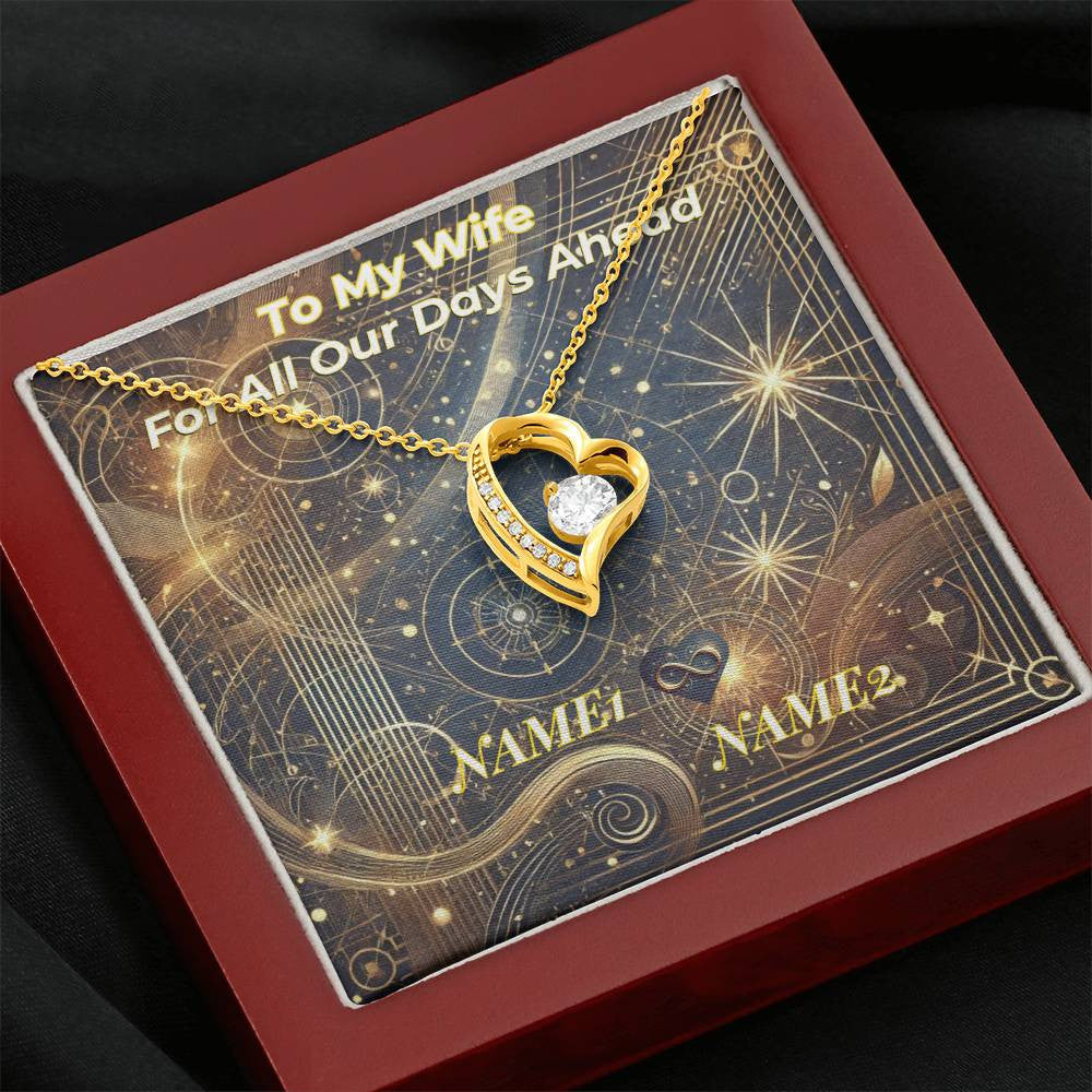 Forever Love Women's Necklace with Custom Artwork and Personalized Message Card (Golden Glow & Silver Radiance)