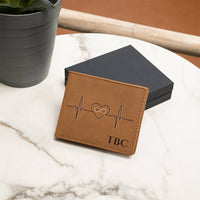 Thumbnail for Personalized Men's Leather Wallet with Heartbeat & Infinity Design – A Timeless Gift for Him