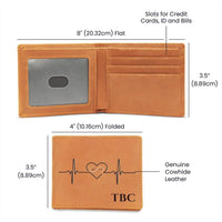 Thumbnail for Personalized Men's Leather Wallet with Heartbeat & Infinity Design – A Timeless Gift for Him