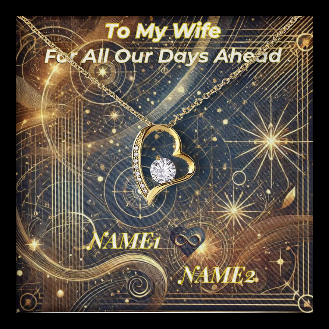 Forever Love Women's Necklace with Custom Artwork and Personalized Message Card (Golden Glow & Silver Radiance)