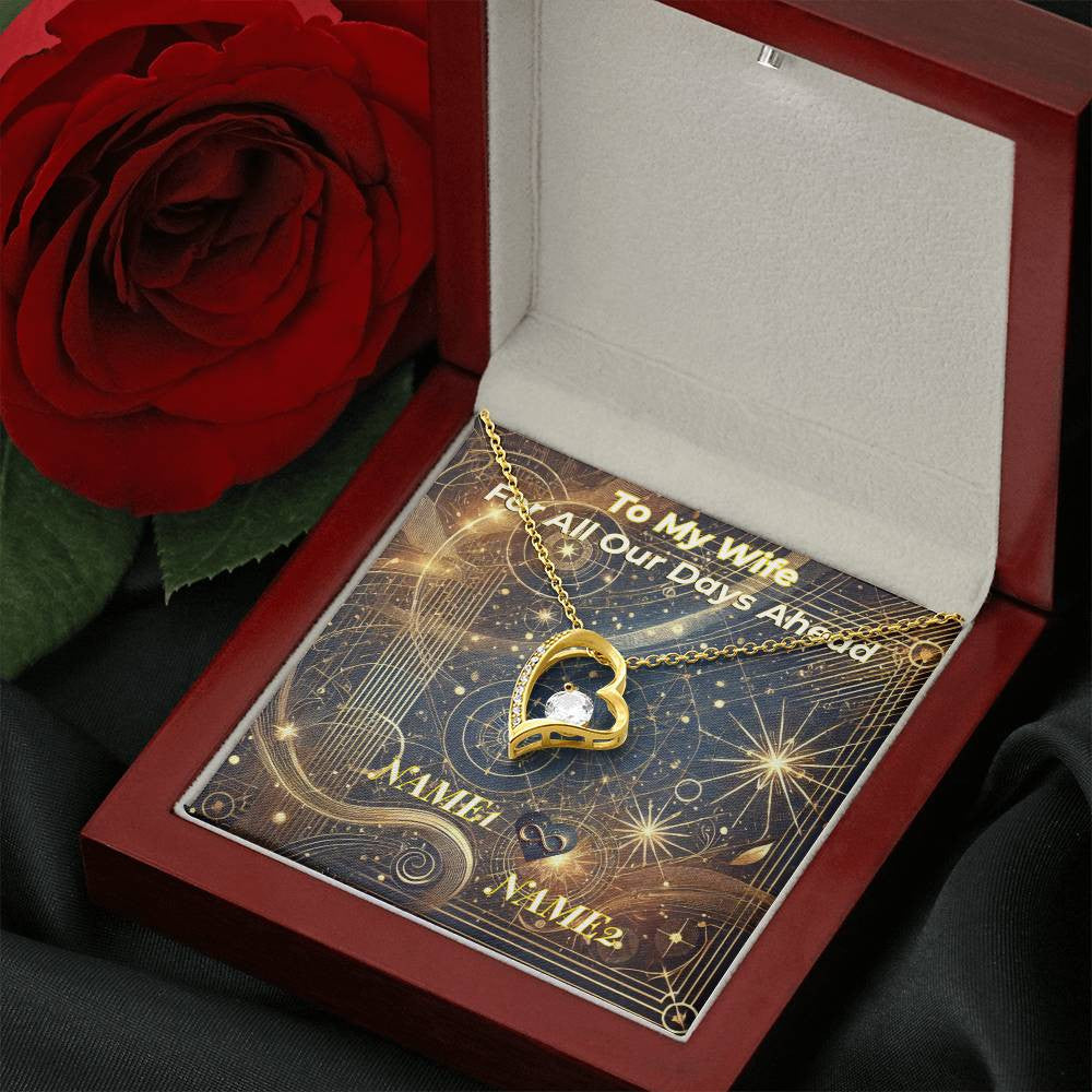 Forever Love Women's Necklace with Custom Artwork and Personalized Message Card (Golden Glow & Silver Radiance)