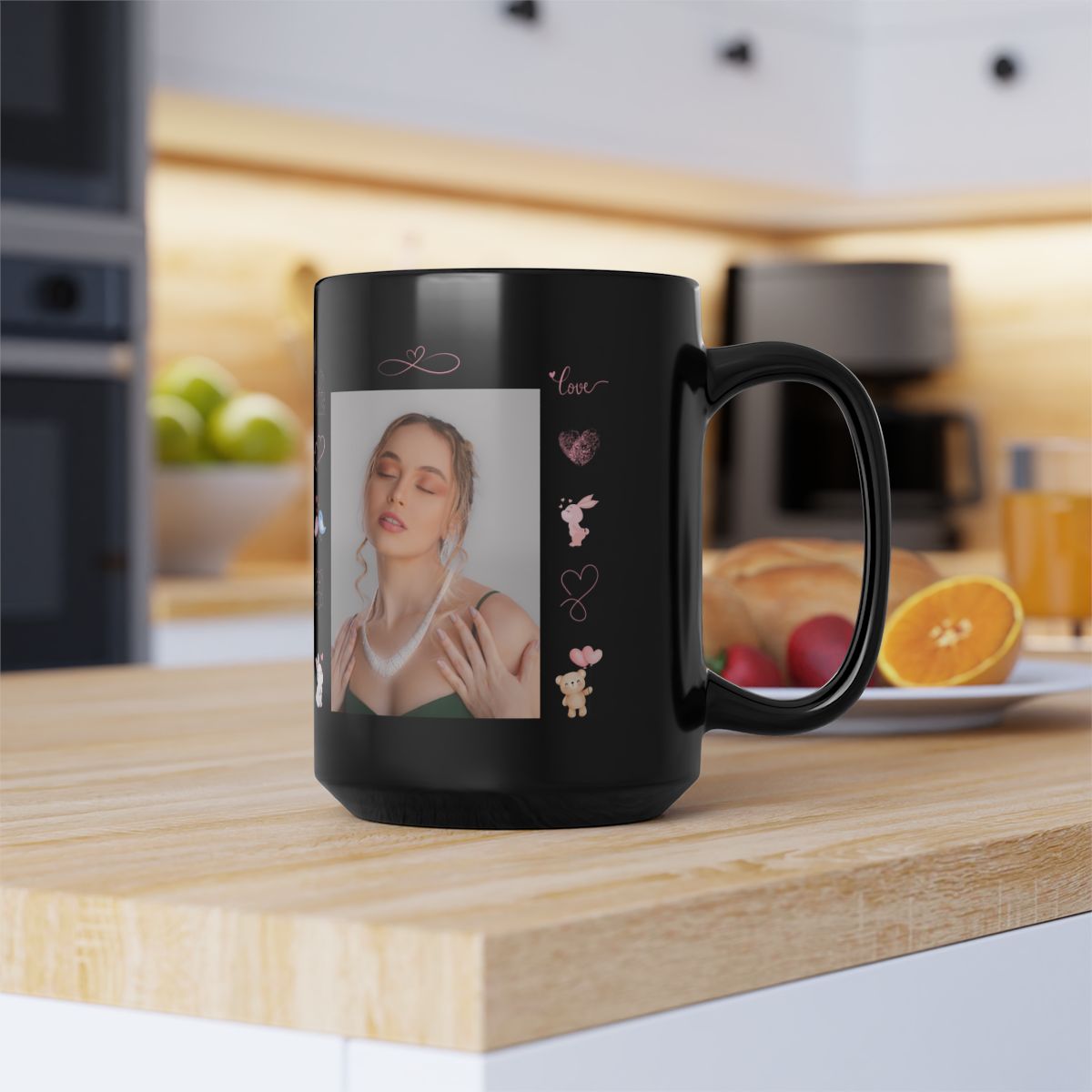 Personalized Black Photo Love Mug – A Unique Gift for Your Special Someone