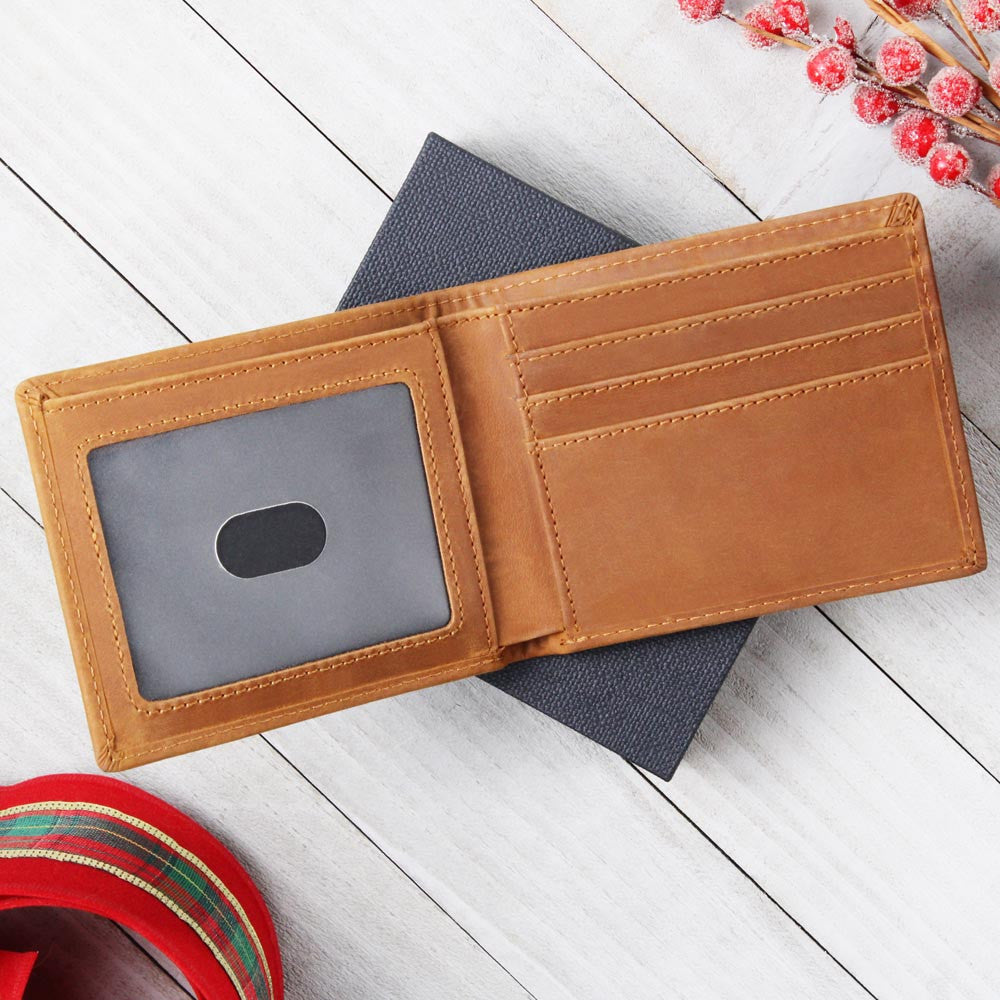 Personalized Men's Leather Wallet with Heartbeat & Infinity Design – A Timeless Gift for Him