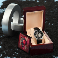 Thumbnail for Luxury Men's Openwork Timepiece with Custom Artwork and Personalized Message Card