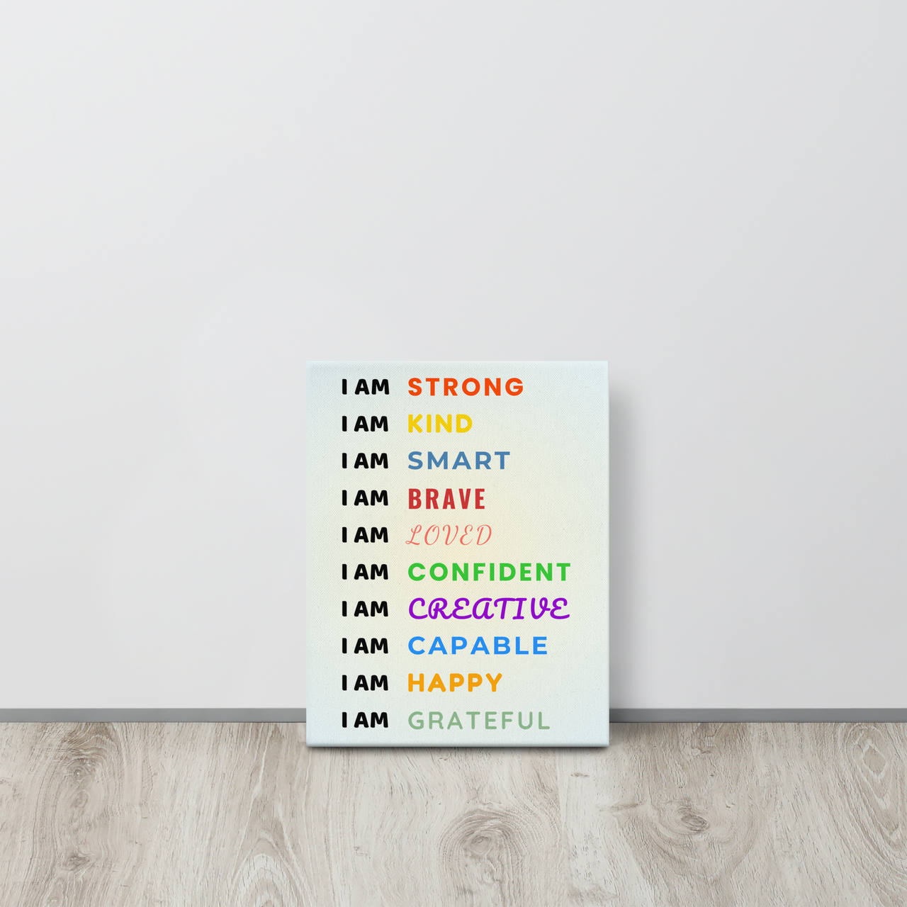 Empowering Children's Affirmations Canvas - 'I Am' Statements for Strength, Kindness, and Confidence