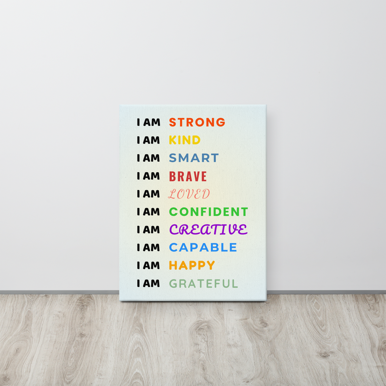 Empowering Children's Affirmations Canvas - 'I Am' Statements for Strength, Kindness, and Confidence